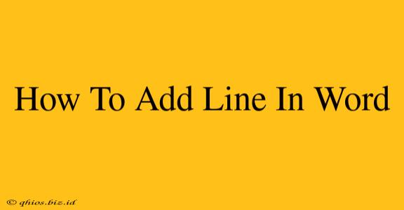 How To Add Line In Word