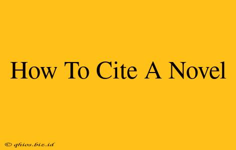 How To Cite A Novel