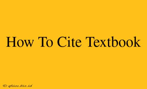 How To Cite Textbook 