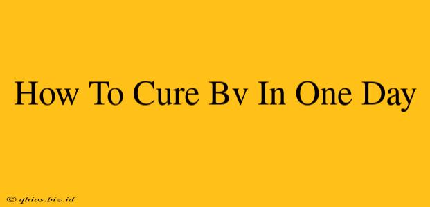 How To Cure Bv In One Day