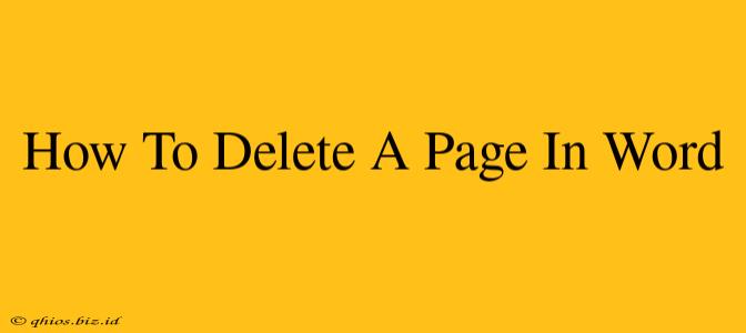 How To Delete A Page In Word