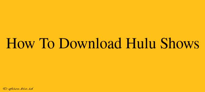 How To Download Hulu Shows