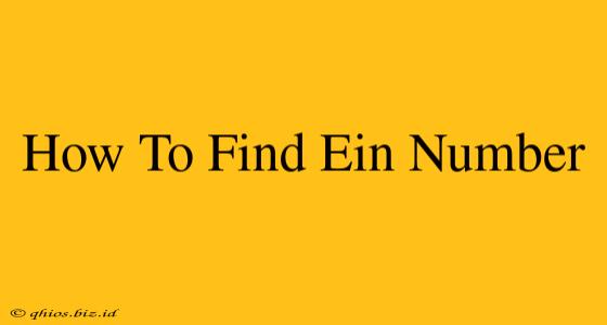 How To Find Ein Number