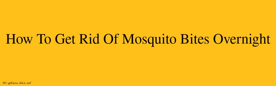 How To Get Rid Of Mosquito Bites Overnight