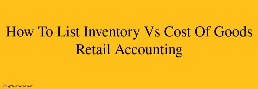 How To List Inventory Vs Cost Of Goods Retail Accounting