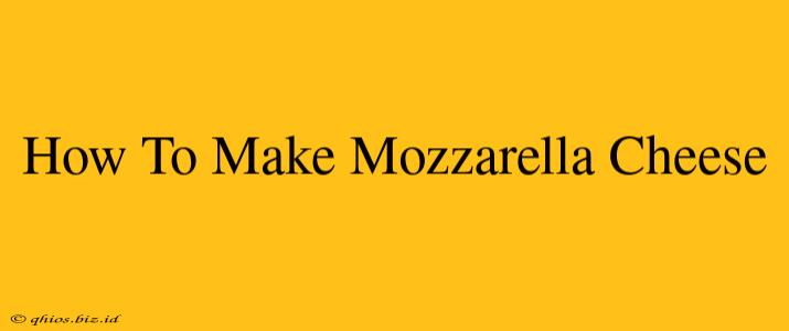 How To Make Mozzarella Cheese
