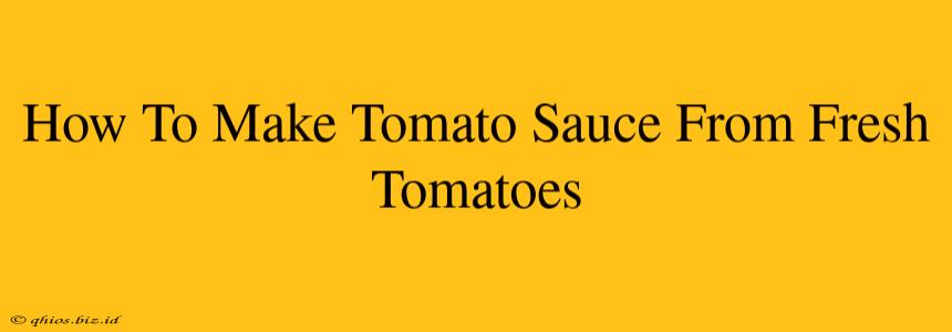 How To Make Tomato Sauce From Fresh Tomatoes
