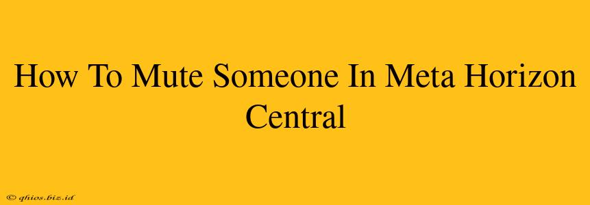 How To Mute Someone In Meta Horizon Central