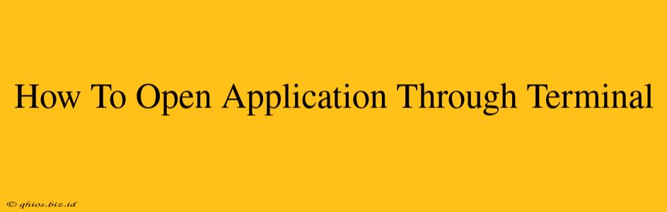 How To Open Application Through Terminal