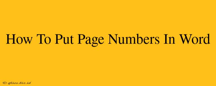 How To Put Page Numbers In Word