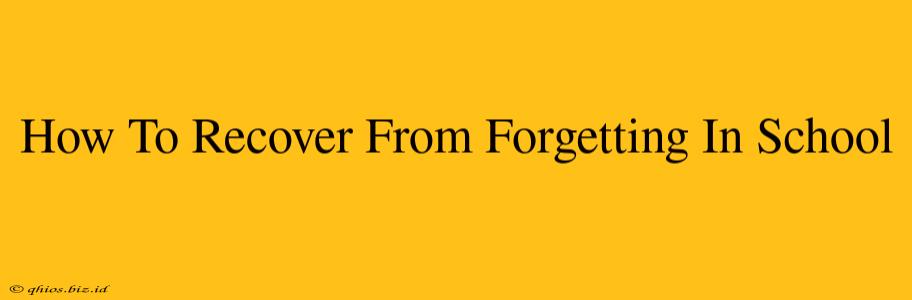 How To Recover From Forgetting In School