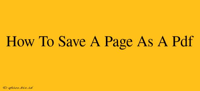 How To Save A Page As A Pdf