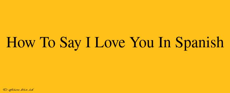 How To Say I Love You In Spanish