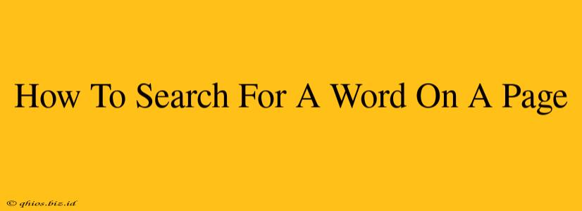 How To Search For A Word On A Page