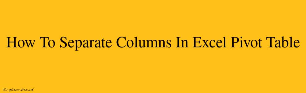 How To Separate Columns In Excel Pivot Table