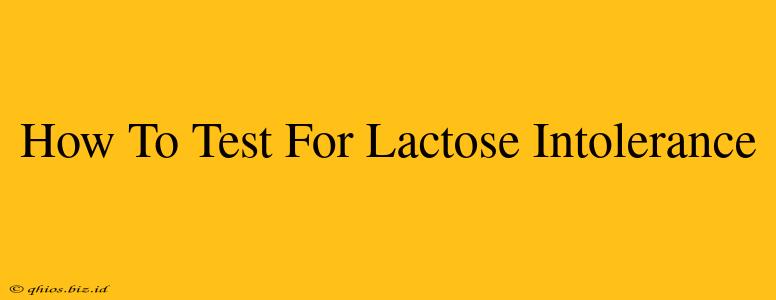 How To Test For Lactose Intolerance