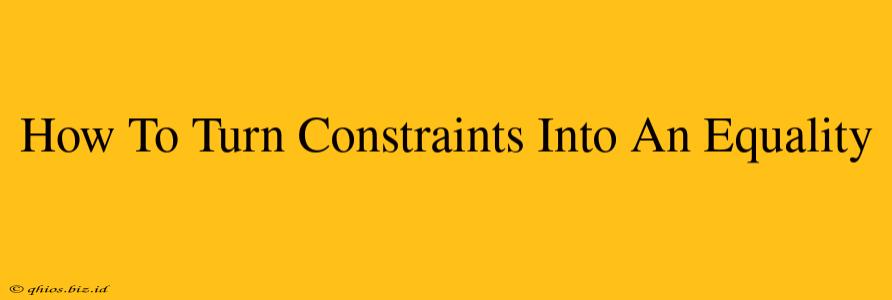 How To Turn Constraints Into An Equality
