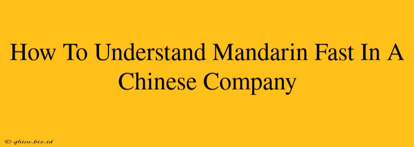 How To Understand Mandarin Fast In A Chinese Company