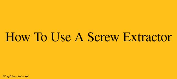 How To Use A Screw Extractor